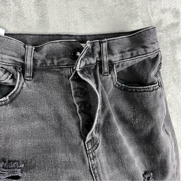 PacSun High Rise Straight Leg Jeans 25 Faded Black Gray Distressed 90s Grunge - Picture 5 of 15